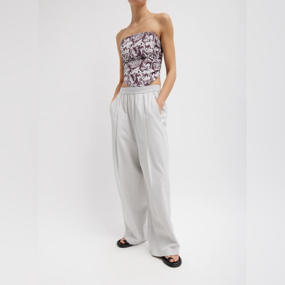 NWT Tibi Drapey Suiting Marit Pull On Pant Stone Light Gray S